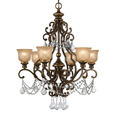 Norwalk 6 Light Clear Italian Crystal Bronze Umber Chandelier Chandelier Crystorama