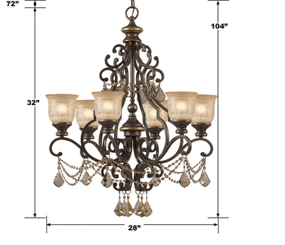 Norwalk 6 Light Golden Teak Hand Cut Crystal Bronze Umber Chandelier Chandelier Crystorama