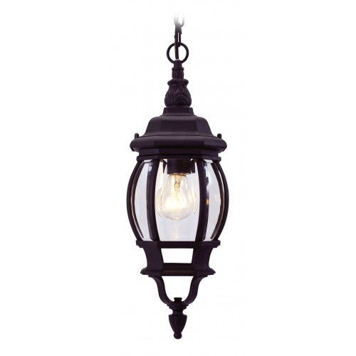 1 Light Textured Black Outdoor Pendant Lantern Exterior Livex