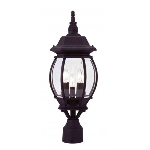 3 Light Textured Black Outdoor Post Top Lantern Post Livex