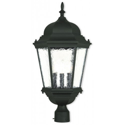 3 Light Textured Black Outdoor Post Top Lantern Post Livex