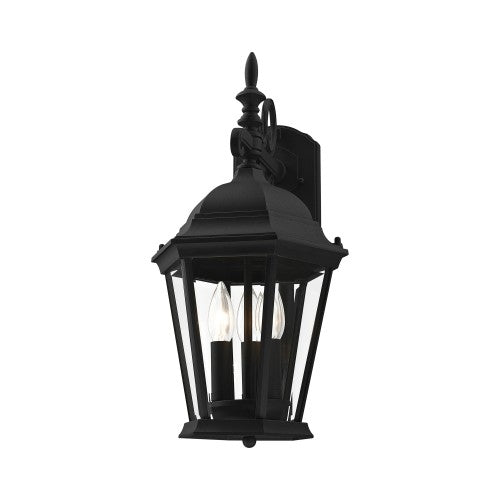 3 Light Textured Black Outdoor Wall Lantern Exterior Livex