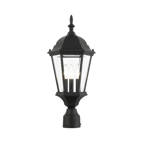 3 Light Textured Black Outdoor Post Top Lantern Post Livex