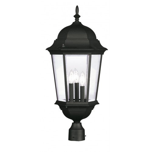 3 Light Textured Black Outdoor Post Top Lantern Post Livex