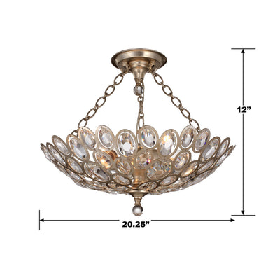 Sterling 3 Light Distressed Twilight Semi Flush Mount Semi Flush Crystorama