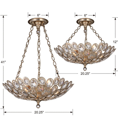 Sterling 3 Light Distressed Twilight Chandelier Chandelier Crystorama