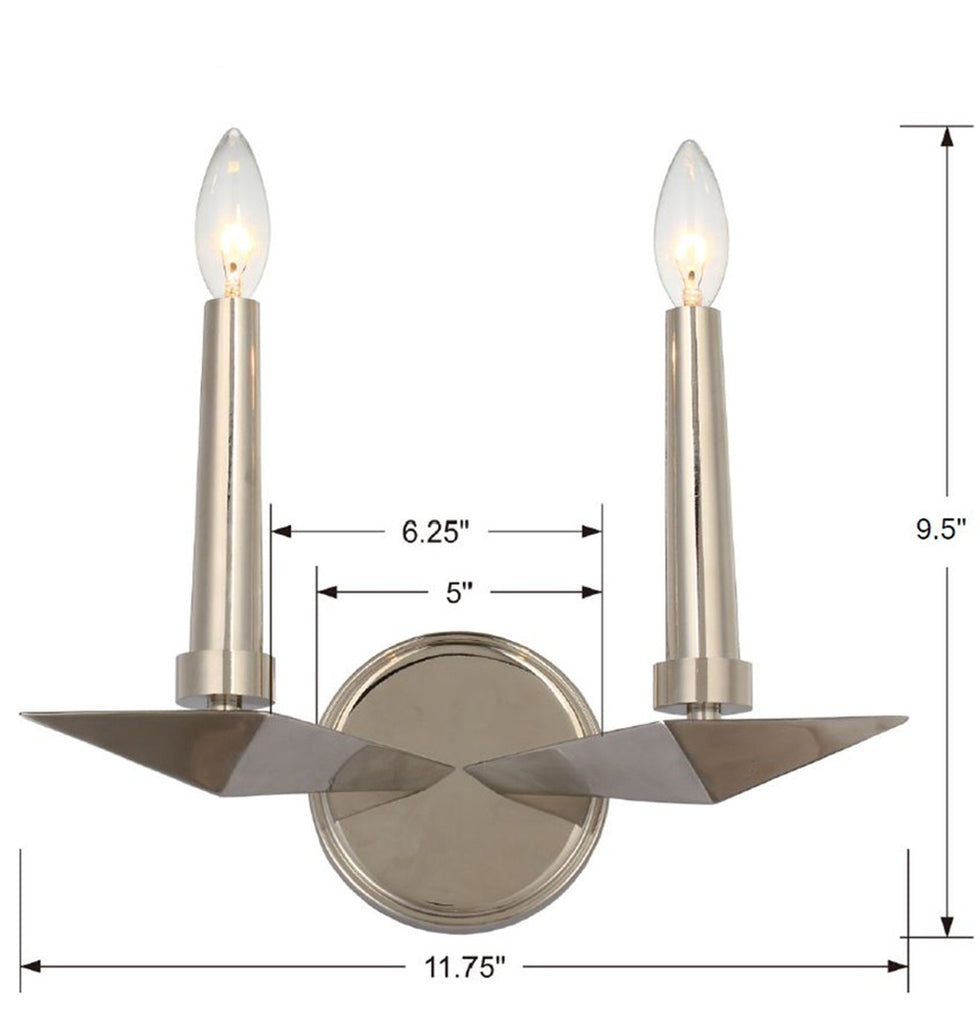 Palmer 2 Light Polished Nickel Sconce Wall Sconce Crystorama