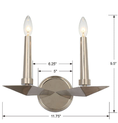 Palmer 2 Light Polished Nickel Sconce Wall Sconce Crystorama