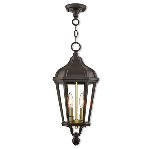 2 Light Bronze Outdoor Pendant Lantern Exterior Livex