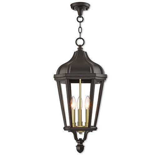 3 Light Bronze Outdoor Pendant Lantern Exterior Livex