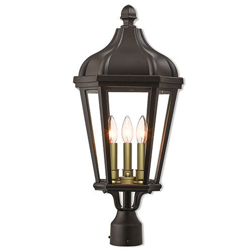 3 Light Bronze Outdoor Post Top Lantern Post Livex