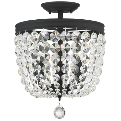 Archer 3 Light Hand Cut Crystal Black Forged Semi Flush Mount Semi Flush Crystorama