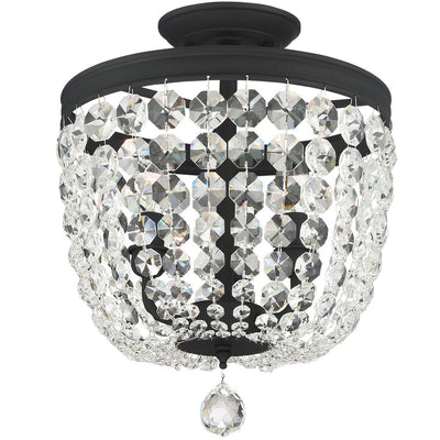 Archer 3 Light Hand Cut Crystal Black Forged Semi Flush Mount Semi Flush Crystorama