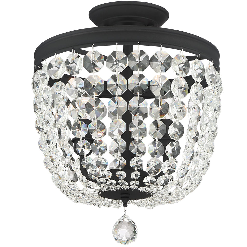 Archer 3 Light Spectra Crystal Black Forged Semi Flush Mount Semi Flush Crystorama