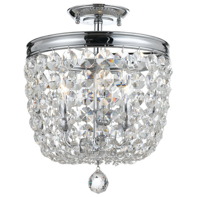 Archer 3 Light Swarovski Strass Crystal Polished Chrome Semi Flush Mount Semi Flush Crystorama