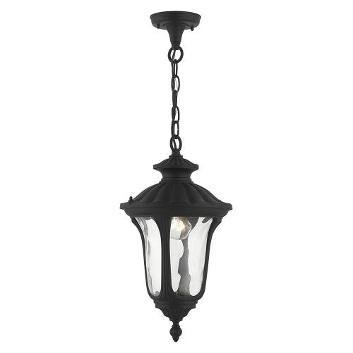 1 Light Textured Black Outdoor Pendant Lantern Exterior Livex