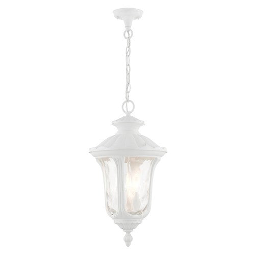 3 Light Textured White Outdoor Pendant Lantern Exterior Livex