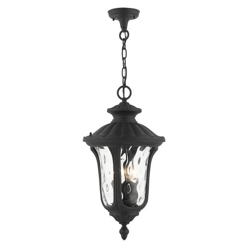 3 Light Textured Black Outdoor Pendant Lantern Exterior Livex