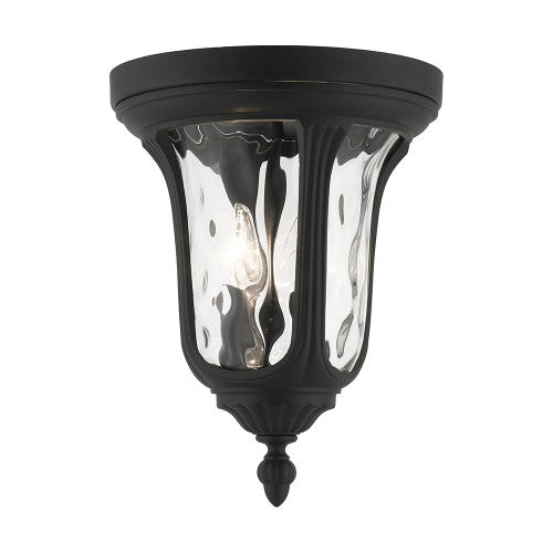 2 Light Textured Black Outdoor Ceiling Mount Exterior Livex