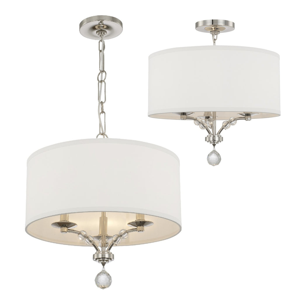 Mirage 3 Light Polished Nickel Chandelier Chandelier Crystorama