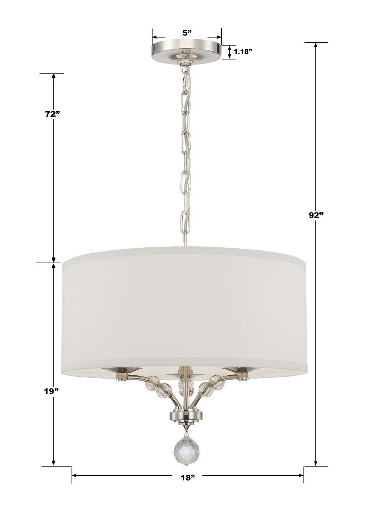 Mirage 3 Light Polished Nickel Chandelier Chandelier Crystorama