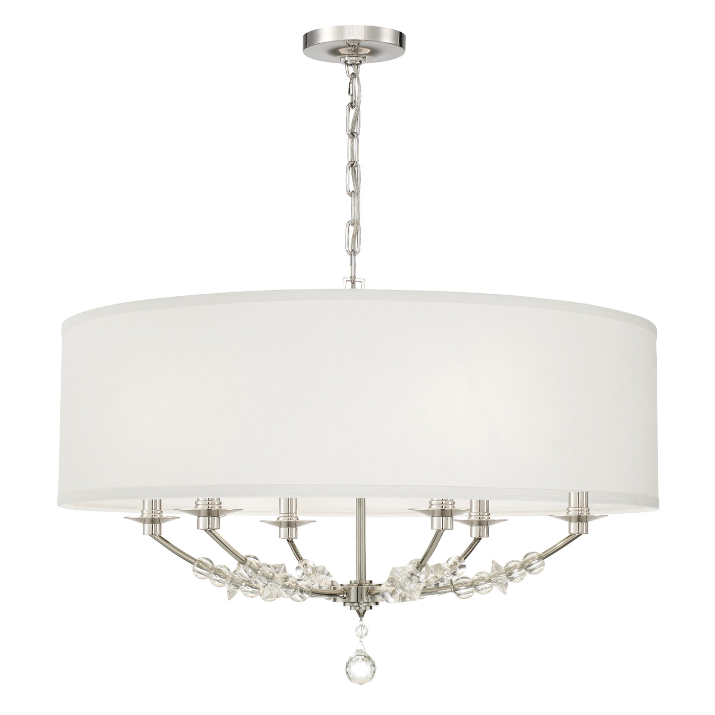 Mirage 6 Light Polished Nickel Drum Shade Chandelier Chandelier Crystorama