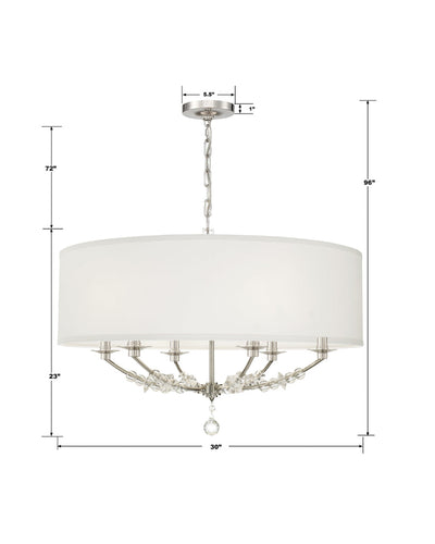 Mirage 6 Light Polished Nickel Drum Shade Chandelier Chandelier Crystorama