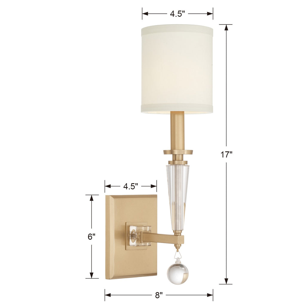 Paxton 1 Light Aged Brass Sconce Wall Sconce Crystorama