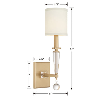 Paxton 1 Light Aged Brass Sconce Wall Sconce Crystorama