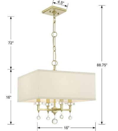 Paxton 4 Light Aged Brass Semi Flush Mount Semi Flush Crystorama