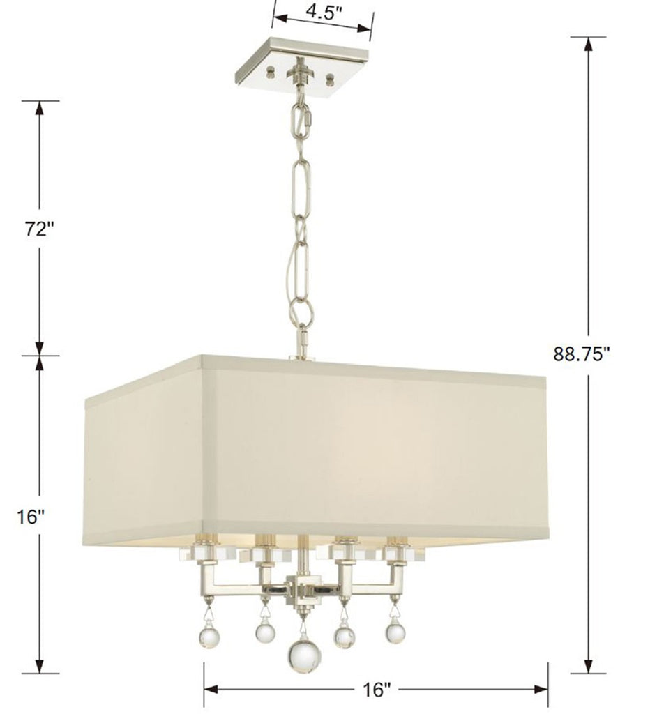 Paxton 4 Light Polished Nickel Semi Flush Mount Semi Flush Crystorama