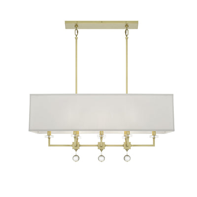 Paxton 8 Light Aged Brass Linear Chandelier Chandelier Crystorama