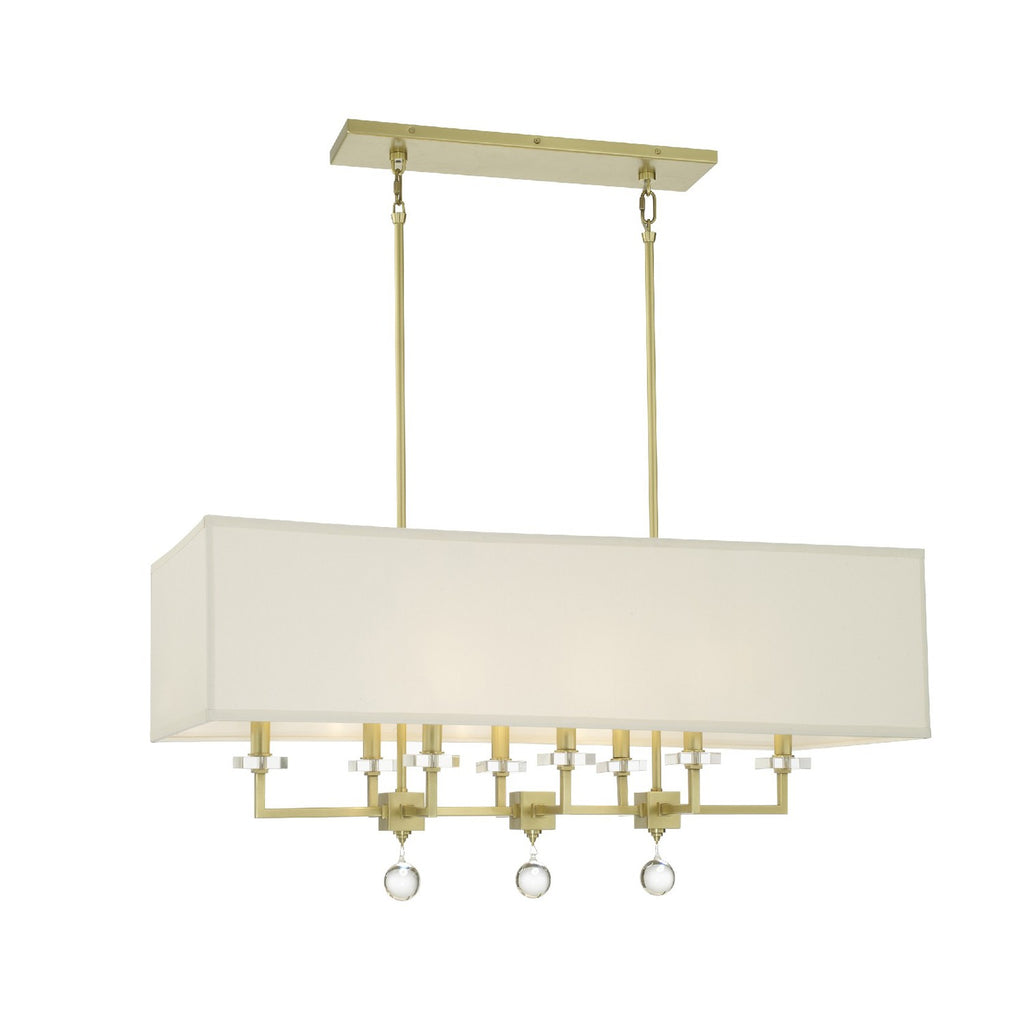 Paxton 8 Light Aged Brass Linear Chandelier Chandelier Crystorama