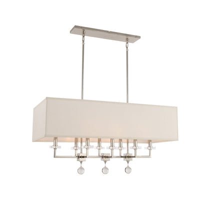 Paxton 8 Light Polished Nickel Linear Chandelier Chandelier Crystorama