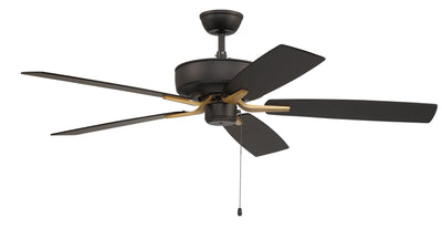 52" Pro Plus in Flat Black/Satin Brass w/ Black Walnut/Flat Black Blades Ceiling Fan CRAFTMADE