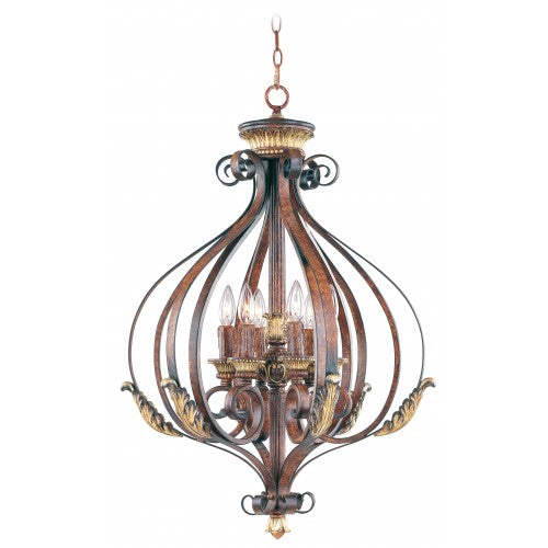 6 Light Verona Bronze Foyer Chandelier Livex