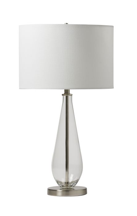 1 Light Glass/Metal Base Table Lamp in Clear Glass/Brushed Polished Nickel Table Lamp Craftmade