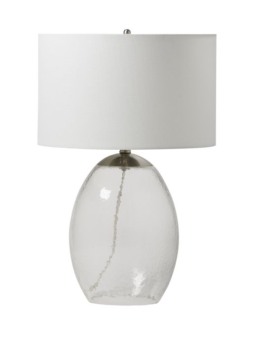 1 Light Glass/Metal Base Table Lamp in Brushed Polished Nickel