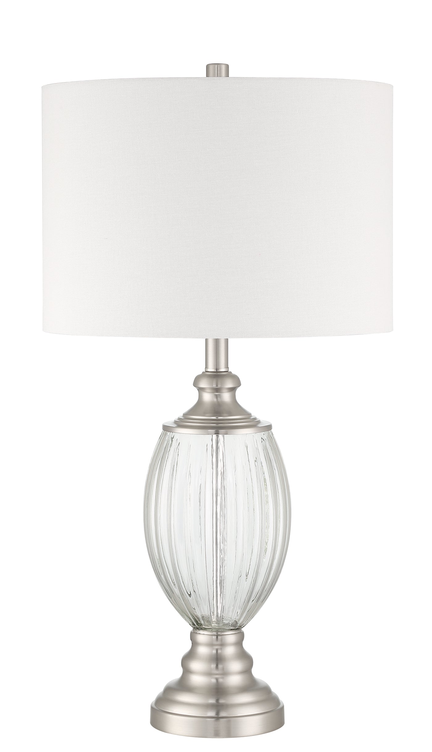 1 Light Glass/Metal Base Table lamp in Fluted Clear Glass/Brushed Polished Nickel