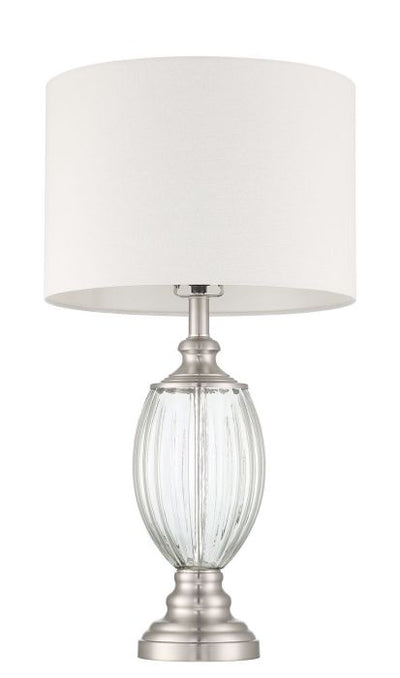 1 Light Glass/Metal Base Table lamp in Fluted Clear Glass/Brushed Polished Nickel