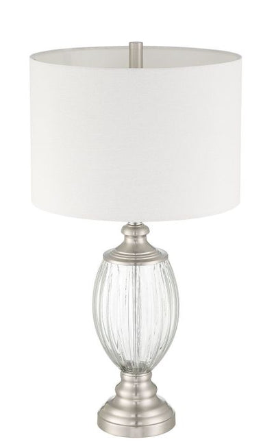 1 Light Glass/Metal Base Table lamp in Fluted Clear Glass/Brushed Polished Nickel