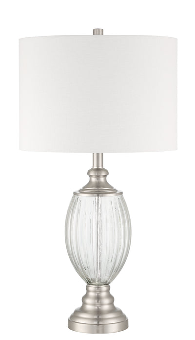 1 Light Glass/Metal Base Table lamp in Fluted Clear Glass/Brushed Polished Nickel