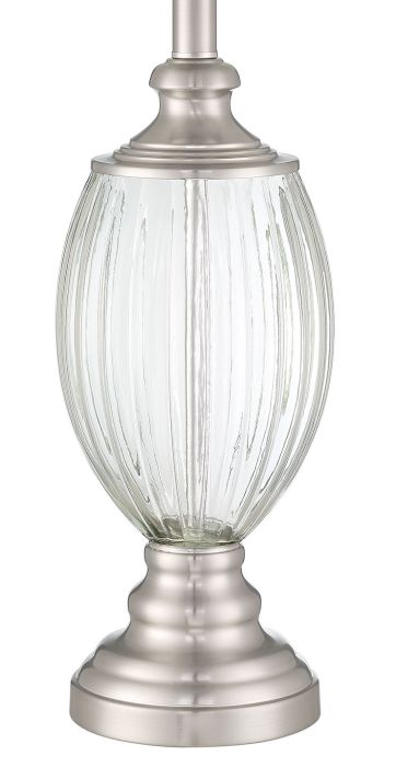 1 Light Glass/Metal Base Table lamp in Fluted Clear Glass/Brushed Polished Nickel