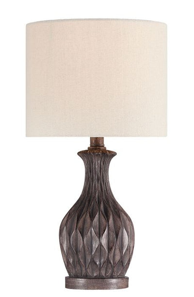 1 Light Resin Base Table Lamp in Carved Painted Brown (2 Pack)