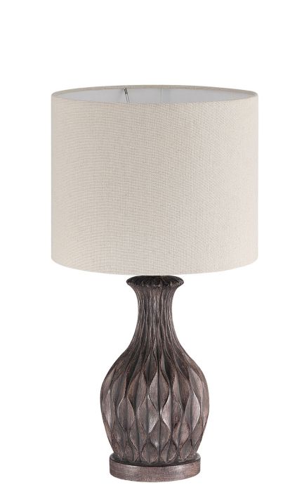 1 Light Resin Base Table Lamp in Carved Painted Brown (2 Pack)