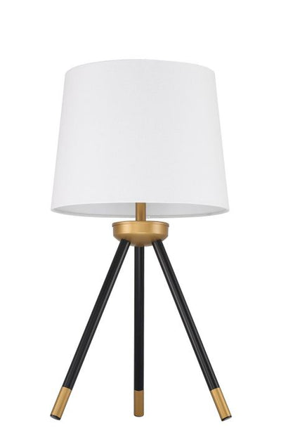 1 Light Metal Tri-Pod Base Table Lamp in Painted Black/Gold (2 Pack)