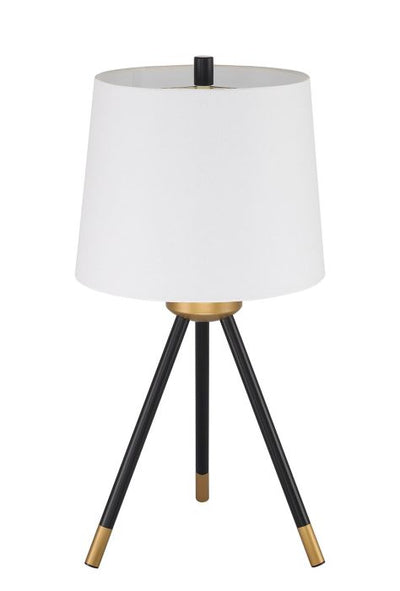 1 Light Metal Tri-Pod Base Table Lamp in Painted Black/Gold (2 Pack)