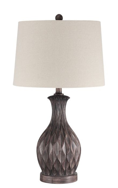 ##Antique Hardware## 1 Light Resin Base Table Lamp in Carved Painted Brown