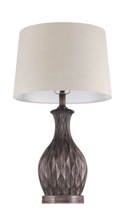 1 Light Resin Base Table Lamp in Carved Painted Brown