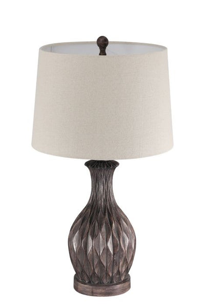 ##Antique Hardware## 1 Light Resin Base Table Lamp in Carved Painted Brown